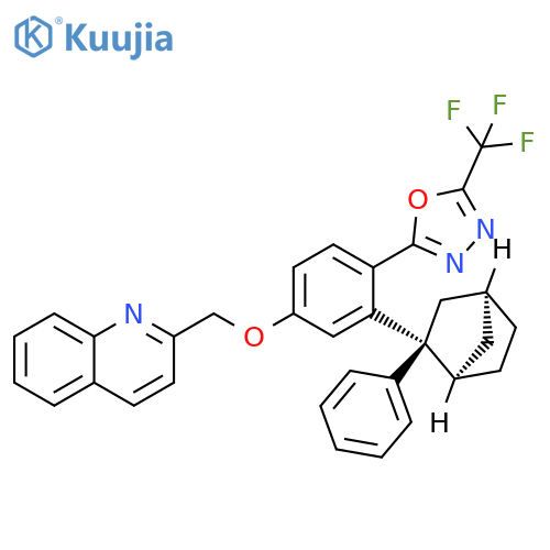 Quinoline,2-[[3-[(1R,2R,4S)-2-phenylbicyclo[2.2.1]hept-2-yl]-4-[5-(trifluoromethyl)-1,3,4-oxadiazol-2-yl]phenoxy]methyl]- structure