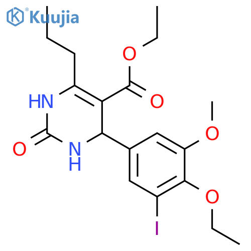 <br>ethyl 4-(4-ethoxy-3-iodo-5-methoxyphenyl)-2-oxo-6-propyl-1,2,3,4-tetrahydro -5-pyrimidinecarboxylate structure