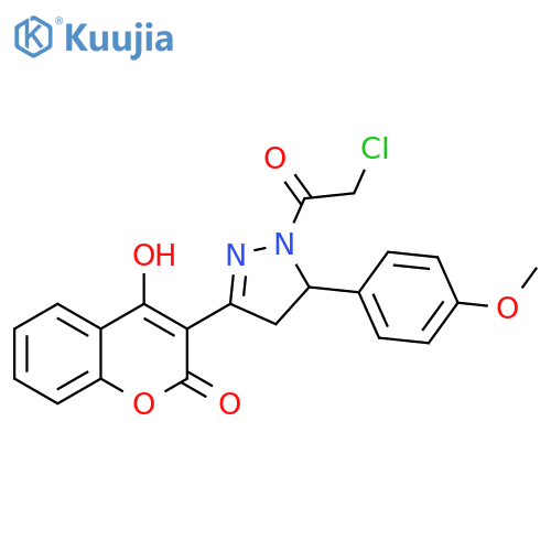 1H-Pyrazole,1-(chloroacetyl)-4,5-dihydro-3-(4-hydroxy-2-oxo-2H-1-benzopyran-3-yl)-5-(4-methoxyphenyl)- structure