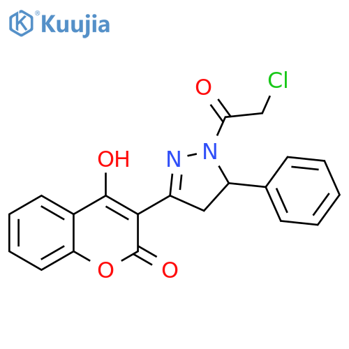 1H-Pyrazole,1-(chloroacetyl)-4,5-dihydro-3-(4-hydroxy-2-oxo-2H-1-benzopyran-3-yl)-5-phenyl- structure