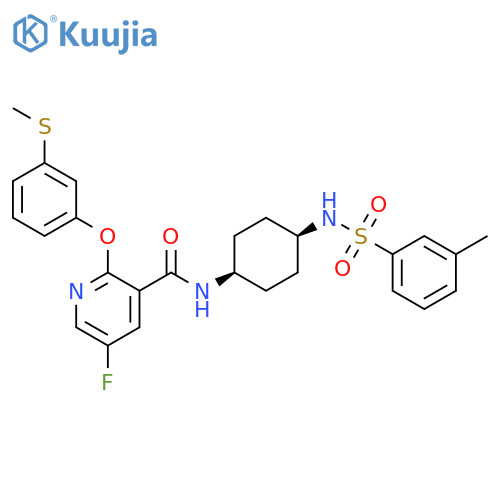 3-Pyridinecarboxamide,5-fluoro-N-[cis-4-[[(3-methylphenyl)sulfonyl]amino]cyclohexyl]-2-[3-(methylthio)phenoxy]- structure