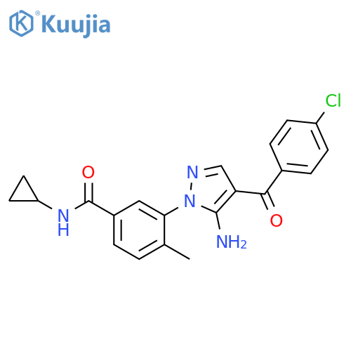 Benzamide,3-[5-amino-4-(4-chlorobenzoyl)-1H-pyrazol-1-yl]-N-cyclopropyl-4-methyl- structure
