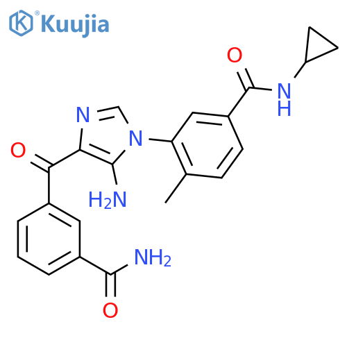 Benzamide,3-[5-amino-4-[3-(aminocarbonyl)benzoyl]-1H-imidazol-1-yl]-N-cyclopropyl-4-methyl- structure