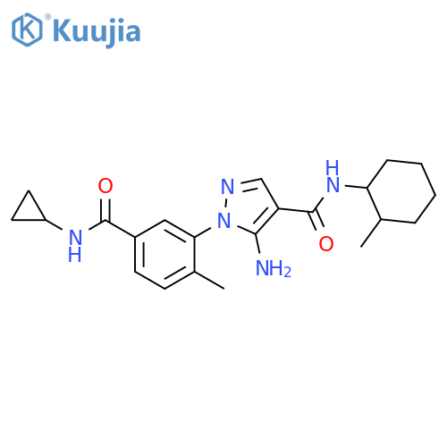 1H-Pyrazole-4-carboxamide,5-amino-1-[5-[(cyclopropylamino)carbonyl]-2-methylphenyl]-N-(2-methylcyclohexyl)- structure