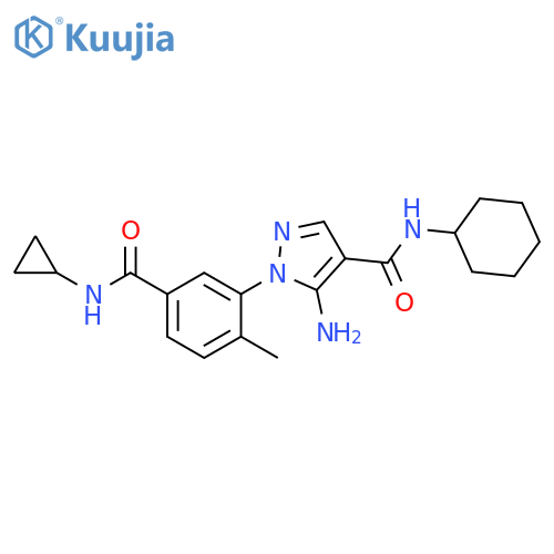 1H-Pyrazole-4-carboxamide,5-amino-N-cyclohexyl-1-[5-[(cyclopropylamino)carbonyl]-2-methylphenyl]- structure