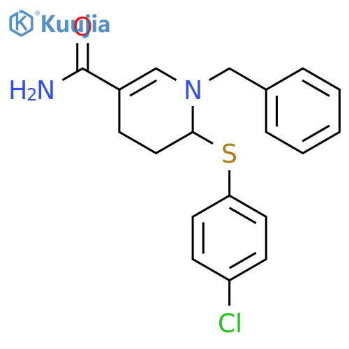 3-Pyridinecarboxamide, 6-[(4-chlorophenyl)thio]-1,4,5,6-tetrahydro-1-(phenylmethyl)- structure