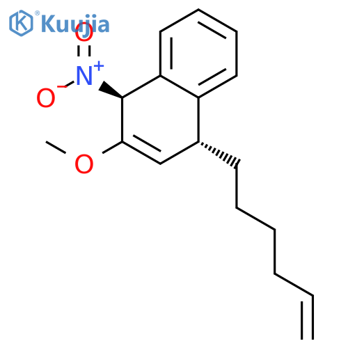 Naphthalene, 4-(5-hexenyl)-1,4-dihydro-2-methoxy-1-nitro-, trans- structure