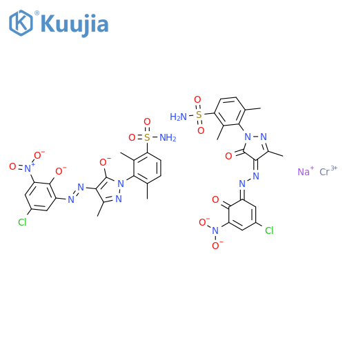 sodium bis[3-[4-[(5-chloro-2-hydroxy-3-nitrophenyl)azo]-4,5-dihydro-3-methyl-5-oxo-1H-pyrazol-1-yl]-2,4-dimethylbenzenesulphonamidato(2-)]chromate(1-) structure