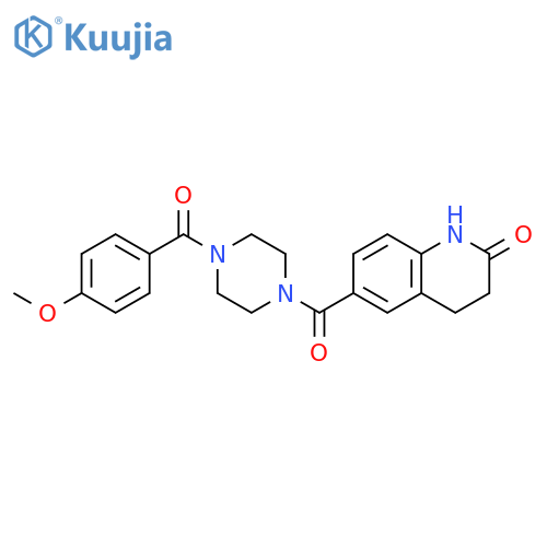 2(1H)-Quinolinone, 3,4-dihydro-6-[[4-(4-methoxybenzoyl)-1-piperazinyl]carbonyl]- structure