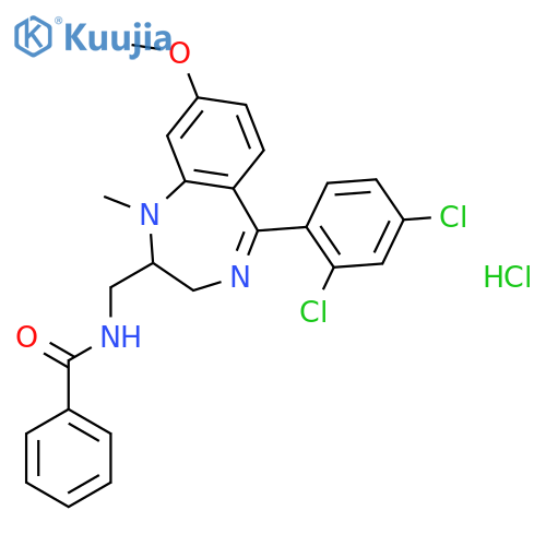 N-{[5-(2,4-dichlorophenyl)-8-methoxy-1-methyl-2,3-dihydro-1H-1,4-benzodiazepin-2-yl]methyl}benzamide hydrochloride structure