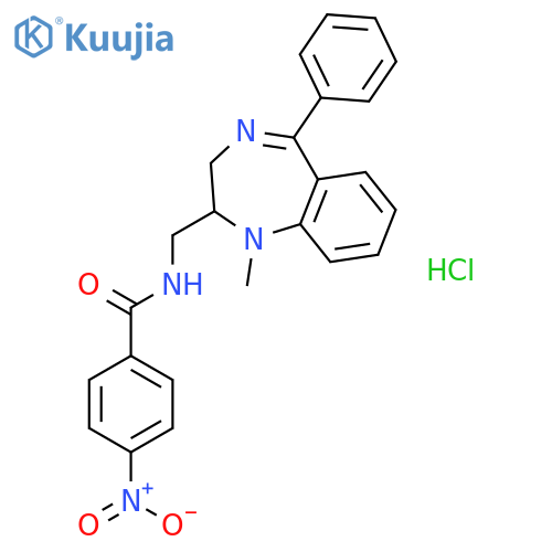 N-[(1-methyl-5-phenyl-2,3-dihydro-1H-1,4-benzodiazepin-2-yl)methyl]-4-nitrobenzamide hydrochloride structure