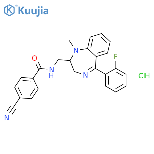 Benzamide,4-cyano-N-[[5-(2-fluorophenyl)-2,3-dihydro-1-methyl-1H-1,4-benzodiazepin-2-yl]methyl]-,hydrochloride (1:1) structure