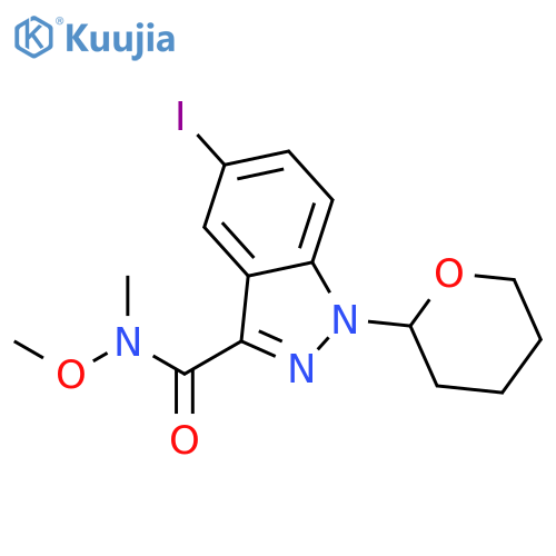 1H-Indazole-3-carboxamide,5-iodo-N-methoxy-N-methyl-1-(tetrahydro-2H-pyran-2-yl)- structure