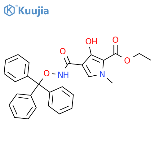 1H-Pyrrole-2-carboxylic acid,3-hydroxy-1-methyl-4-[[(triphenylmethoxy)amino]carbonyl]-, ethyl ester structure