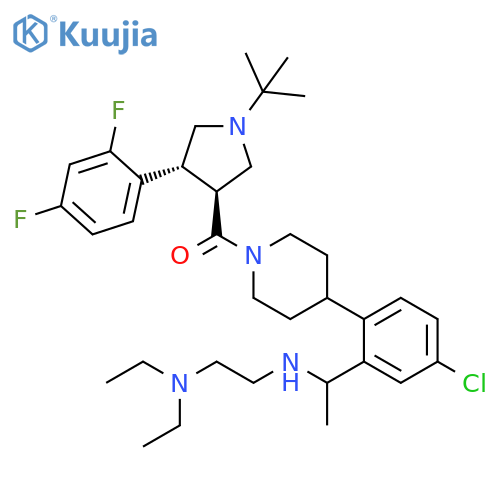 Piperidine,4-[4-chloro-2-[1-[[2-(diethylamino)ethyl]amino]ethyl]phenyl]-1-[[(3S,4R)-4-(2,4-difluorophenyl)-1-(1,1-dimethylethyl)-3-pyrrolidinyl]carbonyl]- structure