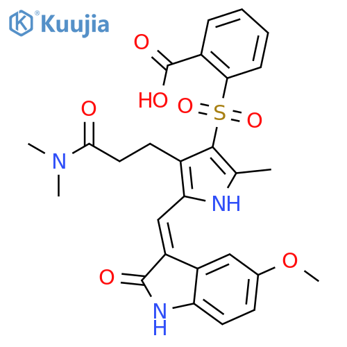 Benzoic acid,2-[[5-[(Z)-(1,2-dihydro-5-methoxy-2-oxo-3H-indol-3-ylidene)methyl]-4-[3-(dimethylamino)-3-oxopropyl]-2-methyl-1H-pyrrol-3-yl]sulfonyl]- structure