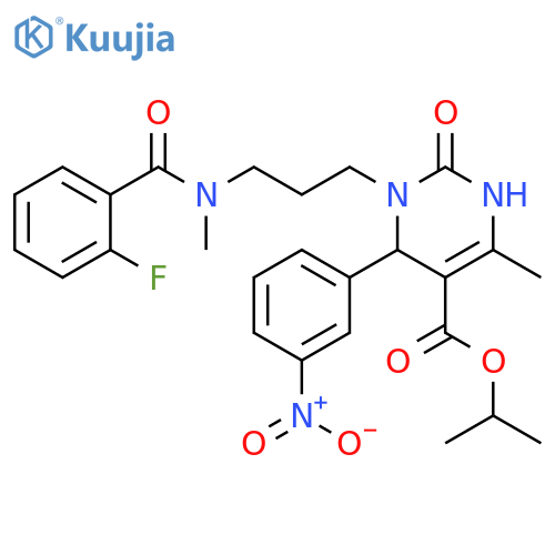 5-Pyrimidinecarboxylic acid,1-[3-[(2-fluorobenzoyl)methylamino]propyl]-1,2,3,6-tetrahydro-4-methyl-6-(3-nitrophenyl)-2-oxo-, 1-methylethyl ester structure