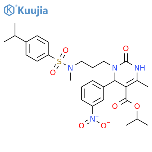 5-Pyrimidinecarboxylic acid,1,2,3,6-tetrahydro-4-methyl-1-[3-[methyl[[4-(1-methylethyl)phenyl]sulfonyl]amino]propyl]-6-(3-nitrophenyl)-2-oxo-, 1-methylethyl ester structure