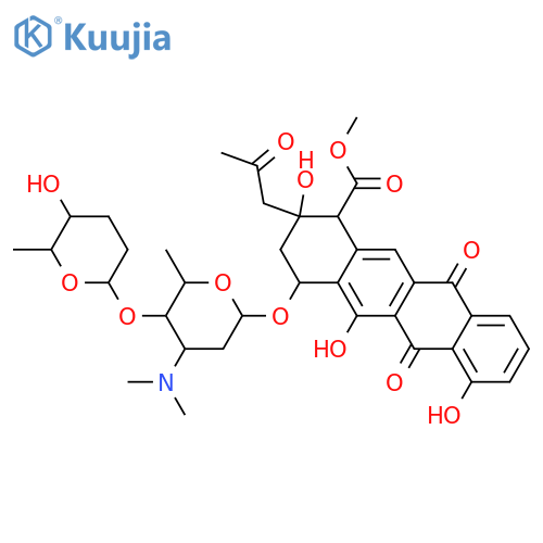 1-Naphthacenecarboxylic acid, 1,2,3,4,6,11-hexahydro-2,5,7-trihydroxy-6,11-dioxo-2-(2-oxopropyl)-4-[[2,3,6-trideoxy-3-(dimethylamino)-4-O-[(2S,5S,6S)-tetrahydro-5-hydroxy-6-methyl-2H-pyran-2-yl]-α-L-lyxo-hexopyranosyl]oxy]-, methyl ester, (1R,2S,4S)- structure