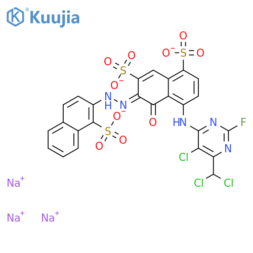 1,7-Naphthalenedisulfonicacid,4-[[5-chloro-6-(dichloromethyl)-2-fluoro-4-pyrimidinyl]amino]-5-hydroxy-6-[2-(1-sulfo-2-naphthalenyl)diazenyl]-,sodium salt (1:?) structure