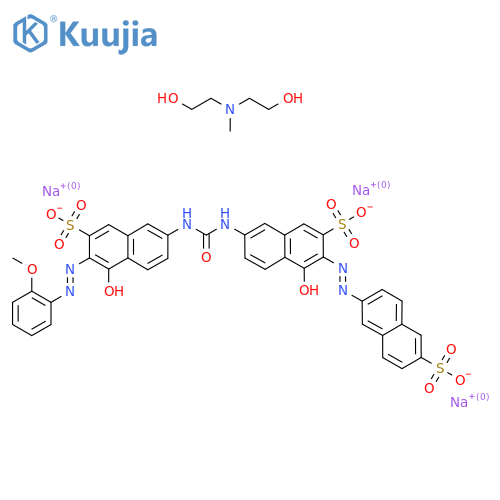 Trisodium;2-[2-hydroxyethyl(methyl)amino]ethanol;4-hydroxy-7-[[5-hydroxy-6-[(2-methoxyphenyl)diazenyl]-7-sulfonatonaphthalen-2-yl]carbamoylamino]-3-[(6-sulfonatonaphthalen-2-yl)diazenyl]naphthalene-2-sulfonate structure