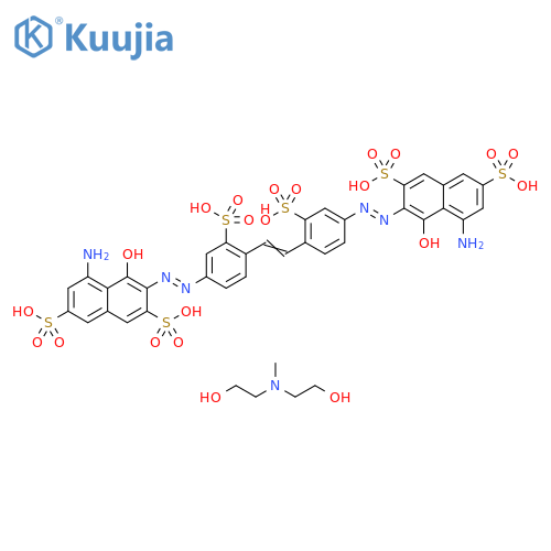 lithium sodium (3Z)-5-amino-3-(2-{4-[(E)-2-{4-[(2E)-2-(8-amino-1-oxo-3,6-disulfonatonaphthalen-2(1H)-ylidene)hydrazinyl]-3-sulfonatophenyl}ethenyl]-3-sulfonatophenyl}hydrazinylidene)-4-oxo-3,4-dihydronaphthalene-2,7-disulfonate - 2,2'-(methylimino)diethan structure