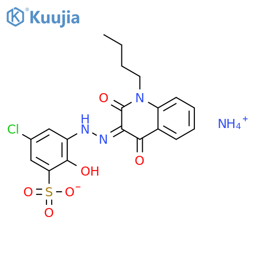 Benzenesulfonic acid,3-[2-(1-butyl-1,2-dihydro-4-hydroxy-2-oxo-3-quinolinyl)diazenyl]-5-chloro-2-hydroxy-,ammonium salt (1:1) structure