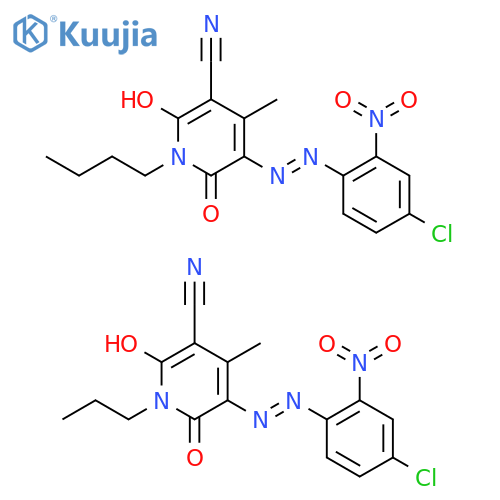 3-Pyridinecarbonitrile, 1-butyl-5-[(4-chloro-2-nitrophenyl)azo]-1,6-dihydro-2-hydroxy-4-methyl-6-oxo-, mixture with 5-[(4-chloro-2-nitrophenyl)azo]-1,6-dihydro-2-hydroxy-4-methyl-6-oxo-1-propyl-3-pyridinecarbonitrile structure