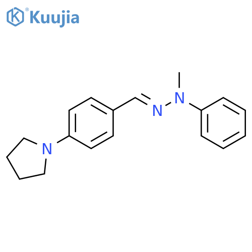 BENZALDEHYDE, 4-(1-PYRROLIDINYL)-, METHYLPHENYLHYDRAZONE structure