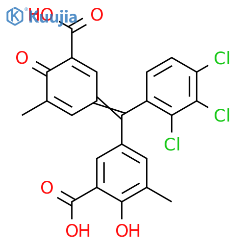 5-[(3-Carboxy-5-methyl-4-oxocyclohexa-2,5-dien-1-ylidene)-(2,3,4-trichlorophenyl)methyl]-2-hydroxy-3-methylbenzoic acid structure
