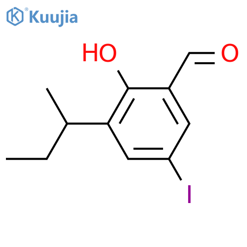 BENZALDEHYDE, 2-HYDROXY-5-IODO-3-(1-METHYLPROPYL)- structure