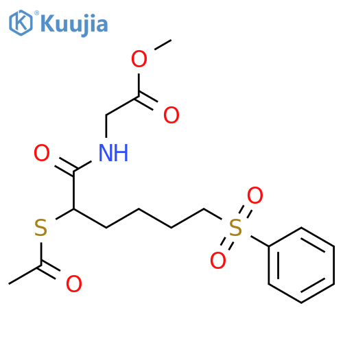 Glycine, N-[2-(acetylthio)-1-oxo-6-(phenylsulfonyl)hexyl]-, methyl ester structure