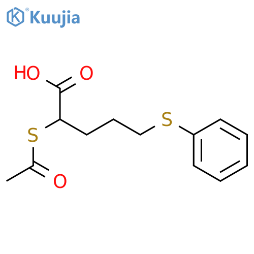 Pentanoic acid, 2-(acetylthio)-5-(phenylthio)- structure