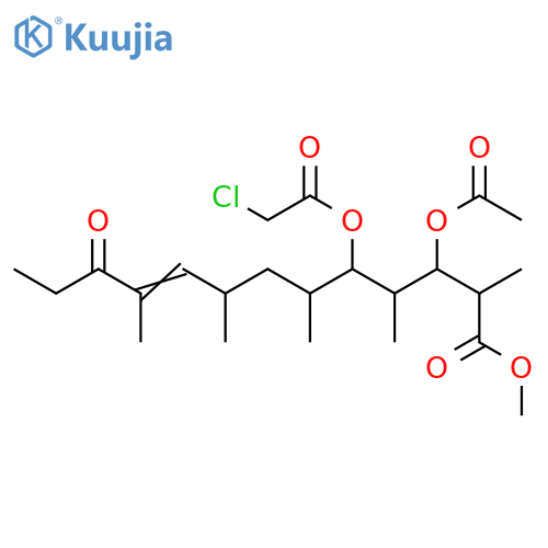 9-Tridecenoic acid,3-(acetyloxy)-5-[(chloroacetyl)oxy]-2,4,6,8,10-pentamethyl-11-oxo-,methyl ester structure