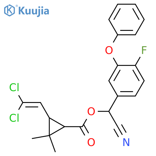 Cyclopropanecarboxylic acid, 3-(2,2-dichloroethenyl)-2,2-dimethyl-,cyano(4-fluoro-3-phenoxyphenyl)methyl ester structure