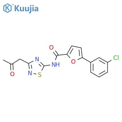 5-(3-chlorophenyl)-N-[3-(2-oxopropyl)-1,2,4-thiadiazol-5-yl]furan-2-carboxamide structure