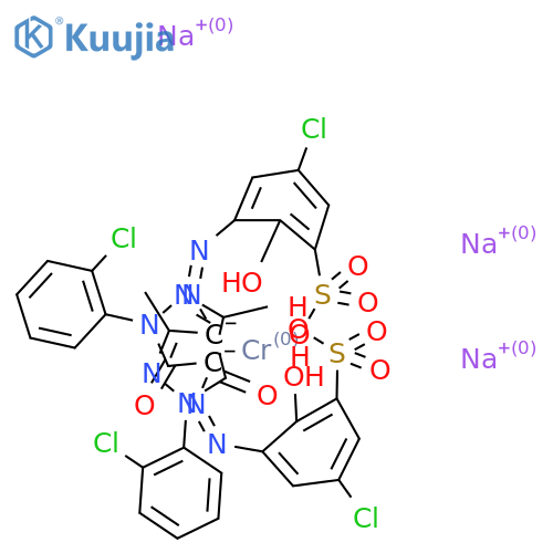 trisodium bis[5-chloro-3-[[1-(2-chlorophenyl)-4,5-dihydro-3-methyl-5-oxo-1H-pyrazol-4-yl]azo]-2-hydroxybenzenesulphonato(3-)]chromate(3-) structure