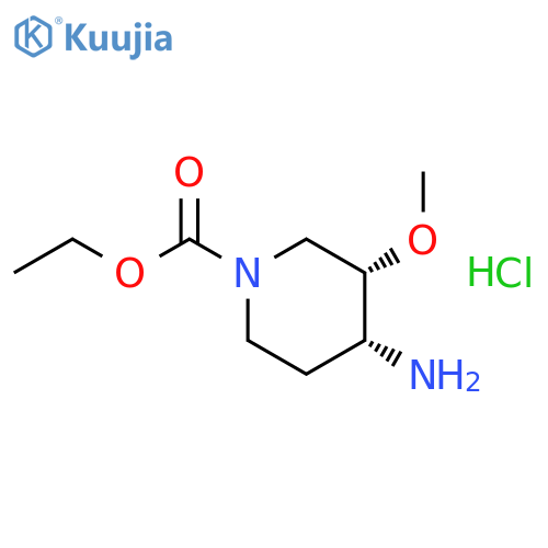1-Piperidinecarboxylicacid, 4-amino-3-methoxy-, ethyl ester, hydrochloride (1:1), (3R,4S)-rel- structure