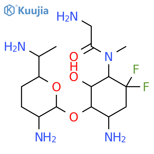 6-amino-4,4-difluoro-3-[glycyl(methyl)amino]-2-hydroxycyclohexyl 2,6-diamino-2,3,4,6,7-pentadeoxyheptopyranoside structure