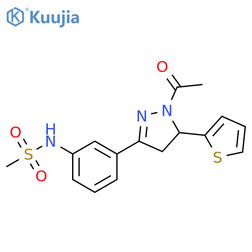 N-{3-1-acetyl-5-(thiophen-2-yl)-4,5-dihydro-1H-pyrazol-3-ylphenyl}methanesulfonamide structure