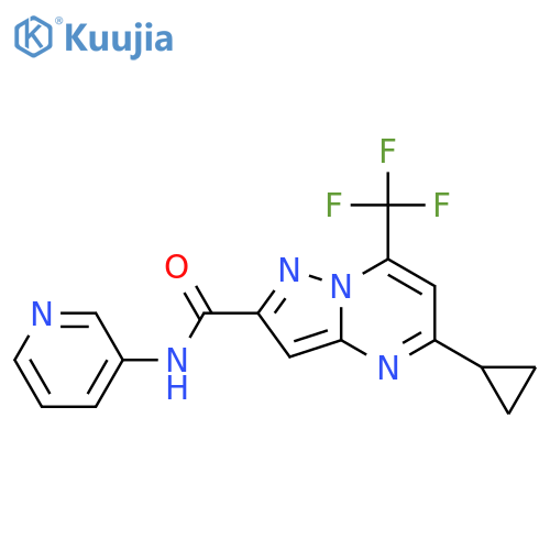 <br>5-Cyclopropyl-7-trifluoromethyl-pyrazolo[1,5-a]pyrimidine-2-carboxylic acid  pyridin-3-ylamide structure