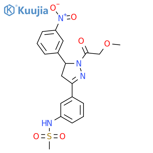 N-{3-1-(2-methoxyacetyl)-5-(3-nitrophenyl)-4,5-dihydro-1H-pyrazol-3-ylphenyl}methanesulfonamide structure