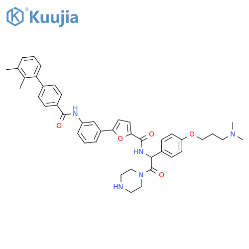 2-Furancarboxamide,N-[1-[4-[3-(dimethylamino)propoxy]phenyl]-2-oxo-2-(1-piperazinyl)ethyl]-5-[3-[[(2',3'-dimethyl[1,1'-biphenyl]-4-yl)carbonyl]amino]phenyl]- structure