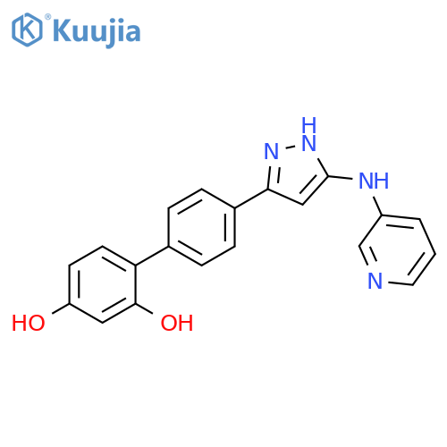 [1,1'-Biphenyl]-2,4-diol, 4'-[5-(3-pyridinylamino)-1H-pyrazol-3-yl]- structure