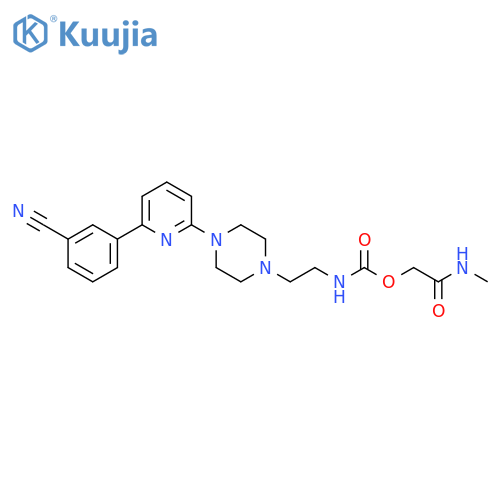 Carbamic acid,[2-[4-[6-(3-cyanophenyl)-2-pyridinyl]-1-piperazinyl]ethyl]-,2-(methylamino)-2-oxoethyl ester structure