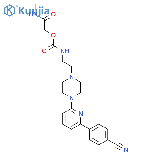 Carbamic acid,[2-[4-[6-(4-cyanophenyl)-2-pyridinyl]-1-piperazinyl]ethyl]-,2-(methylamino)-2-oxoethyl ester structure
