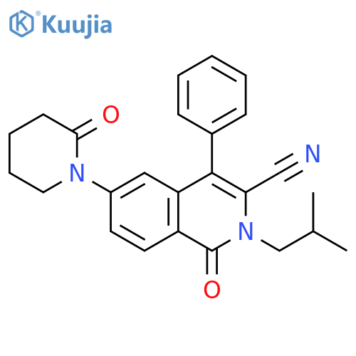 3-Isoquinolinecarbonitrile,1,2-dihydro-2-(2-methylpropyl)-1-oxo-6-(2-oxo-1-piperidinyl)-4-phenyl- structure