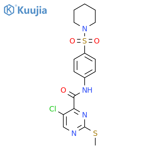 5-chloro-2-methylsulfanyl-N-(4-piperidin-1-ylsulfonylphenyl)pyrimidine-4-carboxamide structure