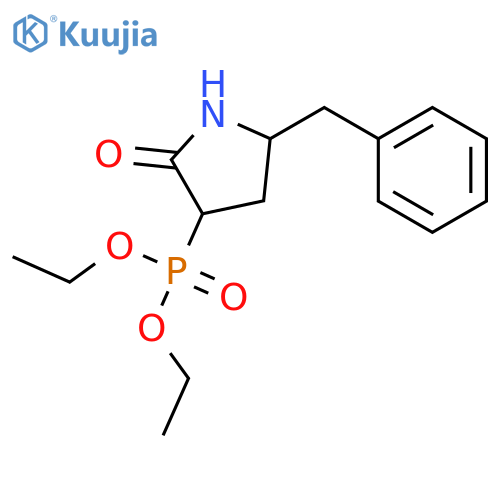 Phosphonic acid, [2-oxo-5-(phenylmethyl)-3-pyrrolidinyl]-, diethyl ester structure