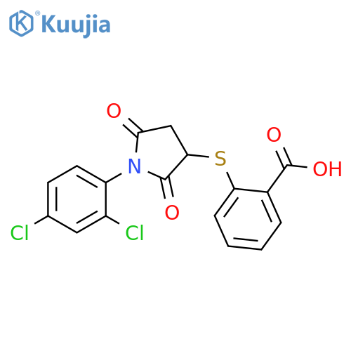 2-{1-(2,4-dichlorophenyl)-2,5-dioxopyrrolidin-3-ylsulfanyl}benzoic acid structure